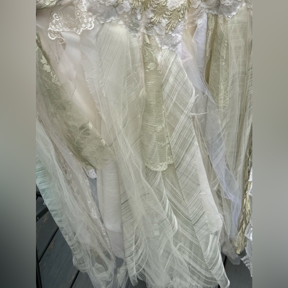 Boho Gypsy Fairy Viking Festival Wedding Dress Custom Made Crotchet Size 8 - Picture 15 of 17